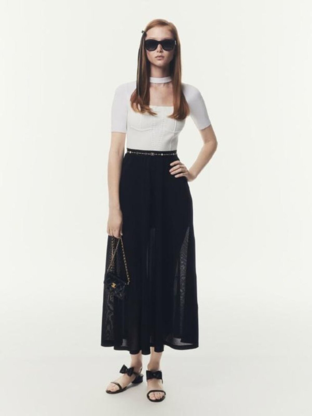 BNWT CHANEL 2025 Spring/Summer Pre-Collection Dress White top Black Bottom 38